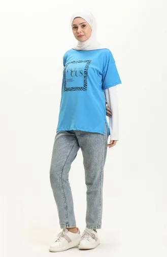Bedrucktes Tshirt 2008-06 Blau 2008-06