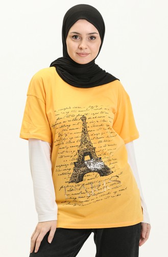 Baskılı Tshirt 2009-02 Sarı