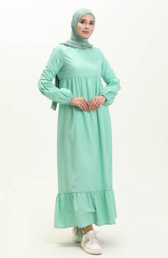 فستان بأكمام بالون 1859-01  أخضر مينت  1859-01