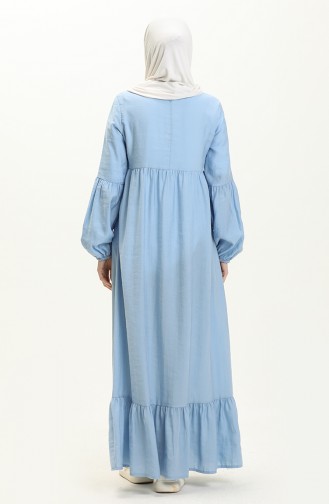 فستان بأكمام بالون 1859-02  أزرق فاتح  1859-02