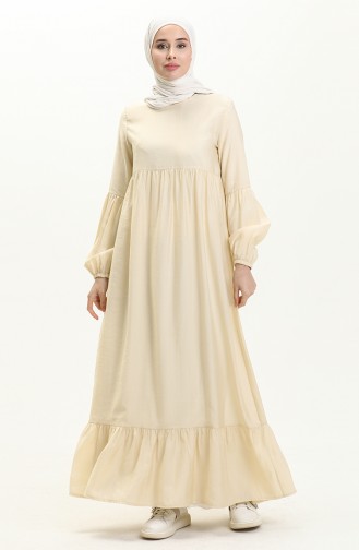 فستان بأكمام بالون  1860-01 كريمي 1860-01