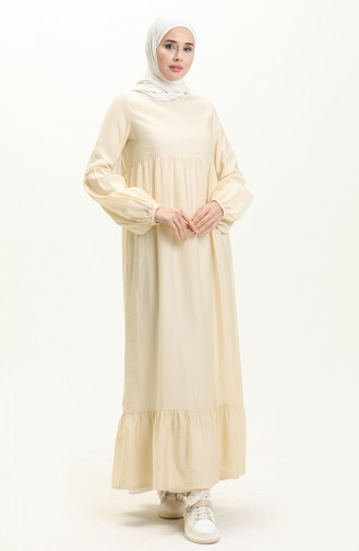 Balloon Sleeve Dress 1860-01 Cream 1860-01