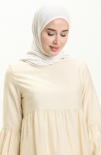 Balloon Sleeve Dress 1860-01 Cream 1860-01