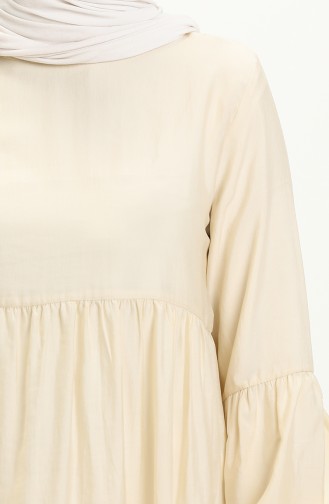 Balloon Sleeve Dress 1860-01 Cream 1860-01