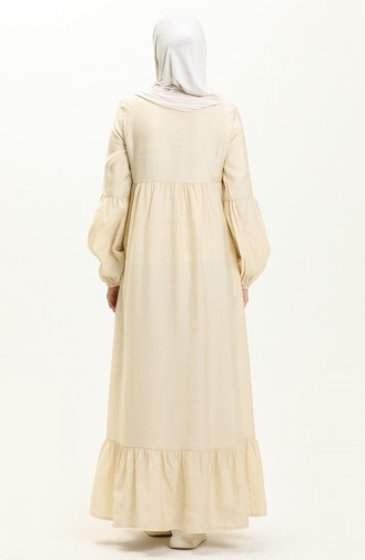 Balloon Sleeve Dress 1860-01 Cream 1860-01