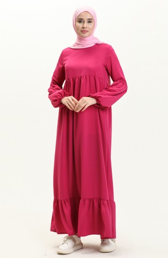 Kleid mit Ballonärmeln 1861A-01 Fuchsia 1861A-01