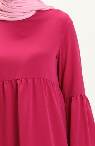 Kleid mit Ballonärmeln 1861A-01 Fuchsia 1861A-01