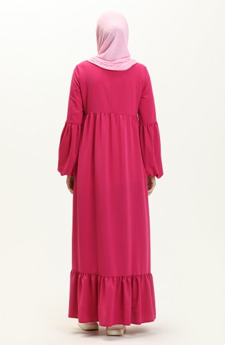 Kleid mit Ballonärmeln 1861A-01 Fuchsia 1861A-01