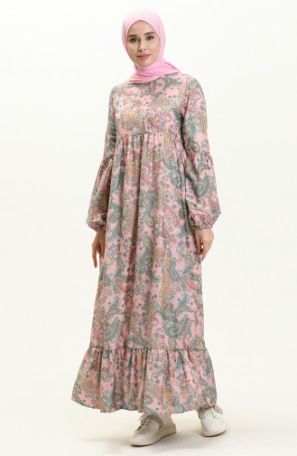 Kleid mit Ballonärmeln 1861B-01 Rose 1861B-01