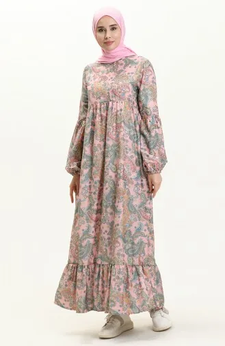 Kleid mit Ballonärmeln 1861B-01 Rose 1861B-01