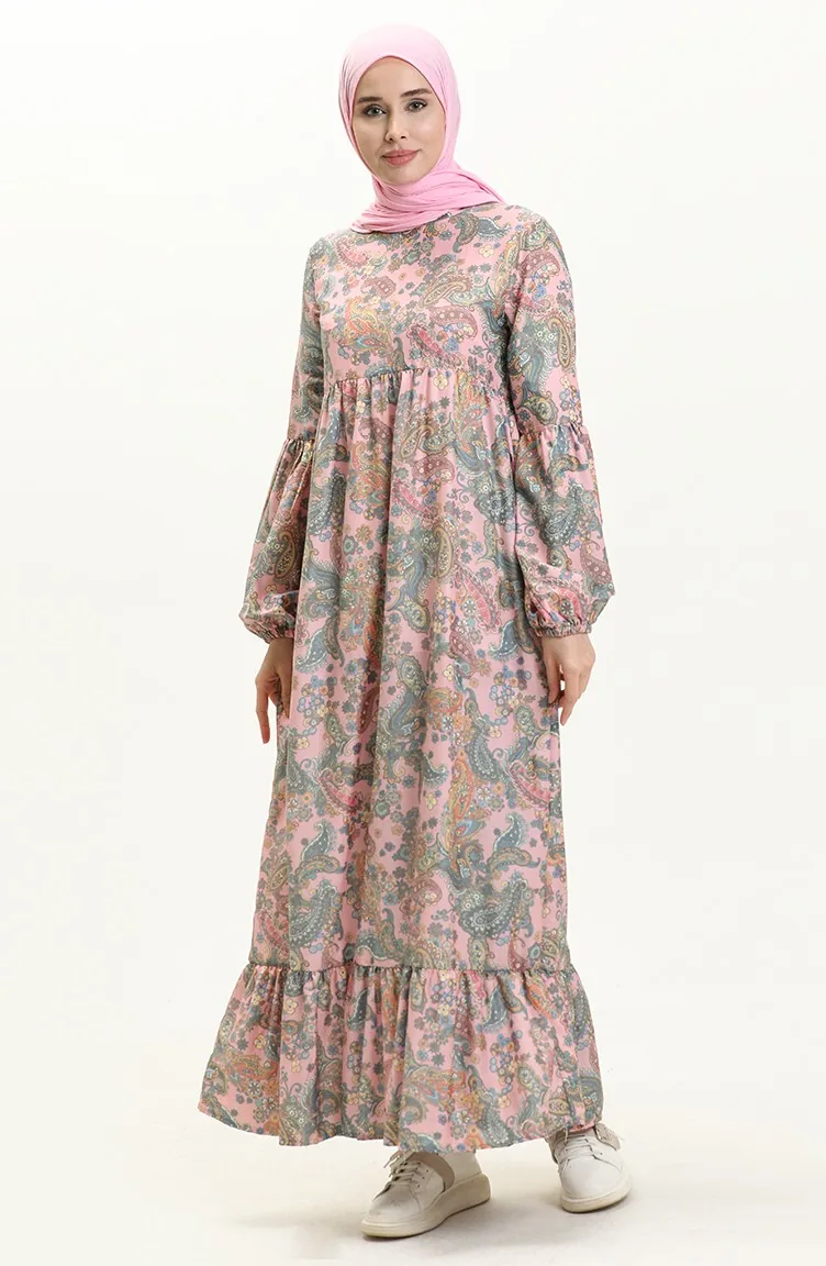 Kleid mit Ballonärmeln 1861B-01 Rose 1861B-01
