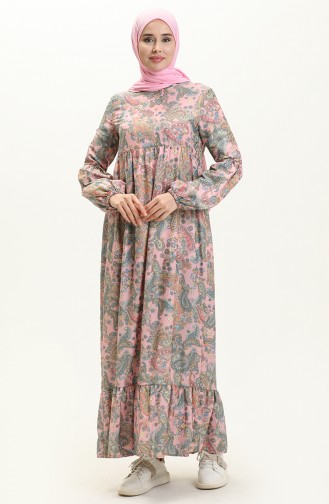 Kleid mit Ballonärmeln 1861B-01 Rose 1861B-01
