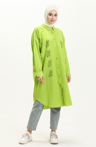 Embroidered Shirt Tunic 0125-03 Pistachio Green 0125-03