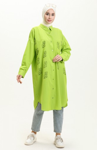 Embroidered Shirt Tunic 0125-03 Pistachio Green 0125-03