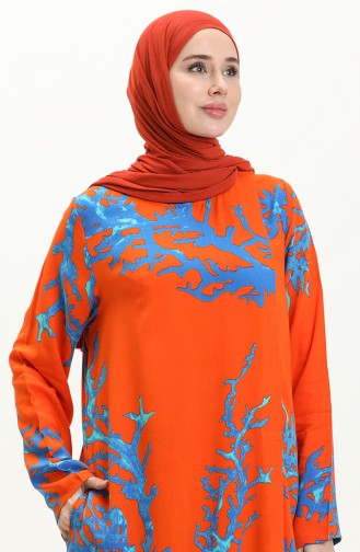 Robe de Prière à Manches Longues en Viscose 6363-04 Orange  6363-04