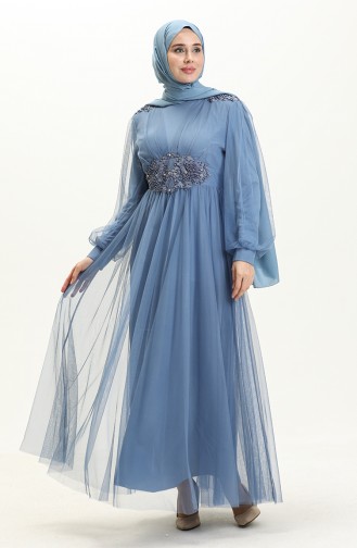 Indigo Hijab-Abendkleider 2606