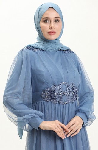 Indigo Hijab-Abendkleider 2606