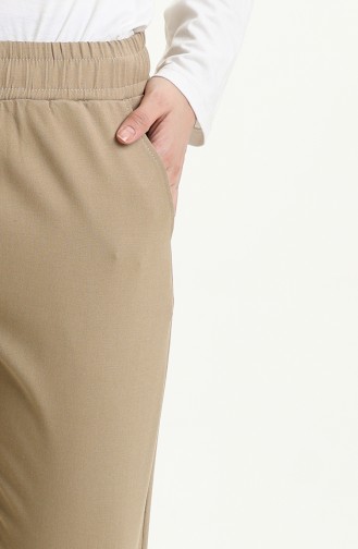 Pantalon à Taille élastique 1093-01 Beige Foncé 1093-01