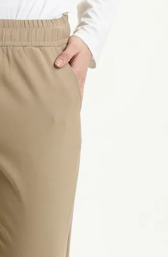 Pantalon à Taille élastique 1093-01 Beige Foncé 1093-01