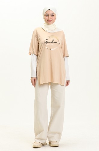 Printed T-shirt 2004-02 Beige 2004-02