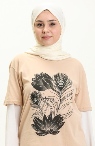 Printed T-shirt 2007-03 Beige 2007-03