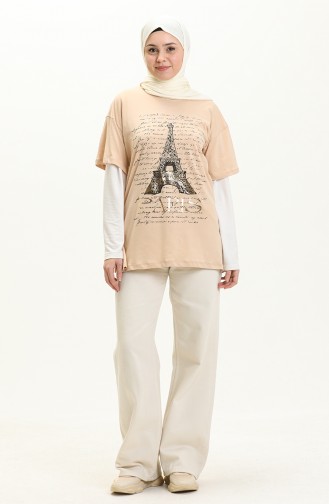 Printed T-shirt 2009-05 Beige 2009-05