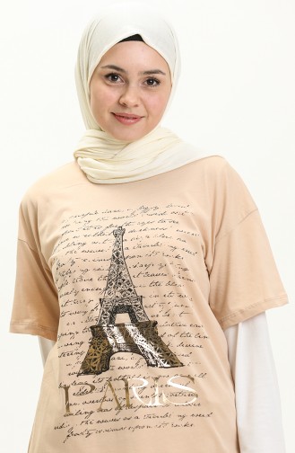 Bedrucktes Tshirt 2009-05 Beige 2009-05