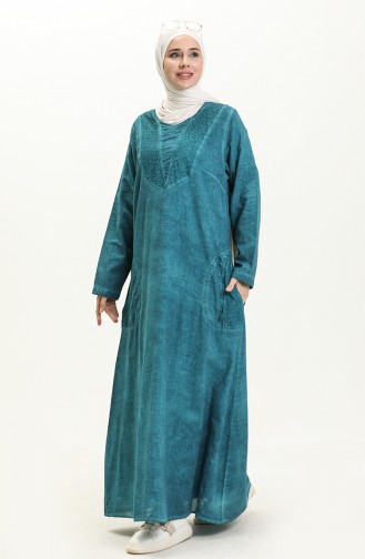 Kleid mit langen Ärmeln 4343-02 Petrol 4343-02