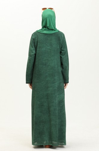 Robe à Manches Longues Authentique en Tissu Şile 4343-06 Vert 4343-06