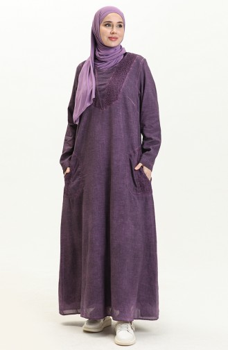 Şile Fabric Authentic Long Sleeve Dress 4343-07 Purple 4343-07