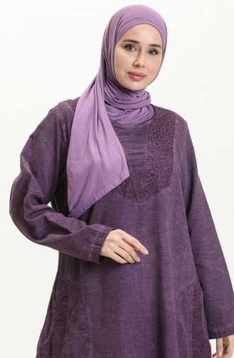 Şile Fabric Authentic Long Sleeve Dress 4343-07 Purple 4343-07