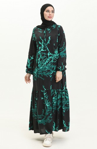 Robe à Manches Longues en Viscose avec Poche 8181-01 Noir 8181-01