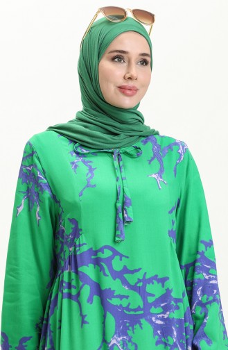 Robe à Manches Longues en Viscose avec Poche 8181-03 Vert 8181-03