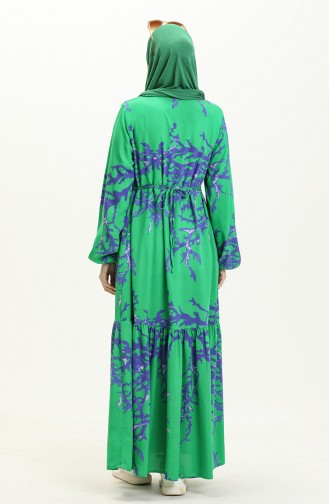 Robe à Manches Longues en Viscose avec Poche 8181-03 Vert 8181-03