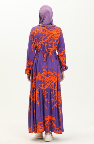 Robe à Manches Longues en Viscose avec Poche 8181-04 Pourpre 8181-04