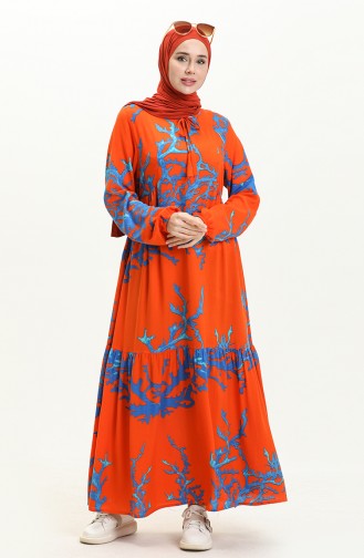 Viscose Long Sleeve Pocket Dress 8181-05 Orange 8181-05