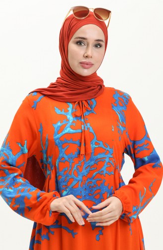 Viscose Long Sleeve Pocket Dress 8181-05 Orange 8181-05