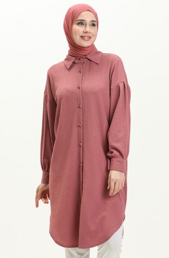 Kolları Pileli Salaş Kadın Tunik 12m01-03 Gül Kurusu