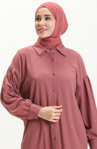 Kolları Pileli Salaş Kadın Tunik 12m01-03 Gül Kurusu