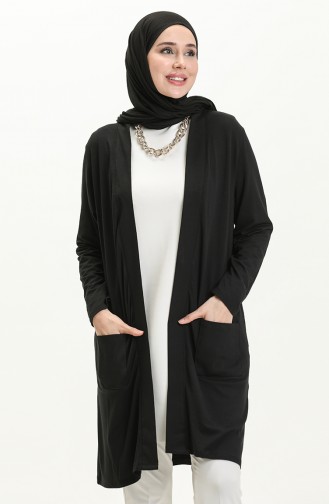 Pocketed Viscose Cardigan 0013-01 Black 0013-01