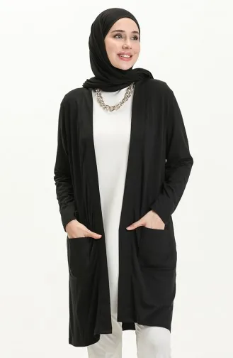 Pocketed Viscose Cardigan 0013-01 Black 0013-01