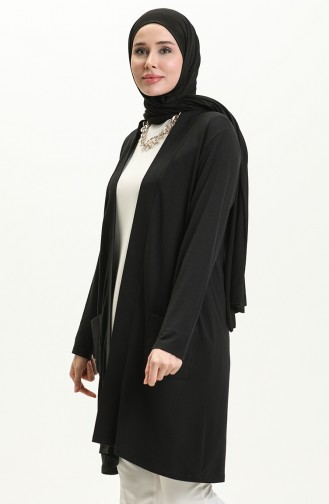 Pocketed Viscose Cardigan 0013-01 Black 0013-01