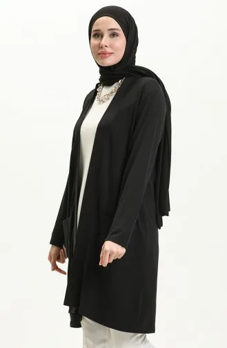 Pocketed Viscose Cardigan 0013-01 Black 0013-01