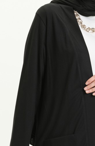 Pocketed Viscose Cardigan 0013-01 Black 0013-01