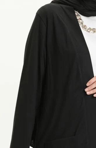Pocketed Viscose Cardigan 0013-01 Black 0013-01