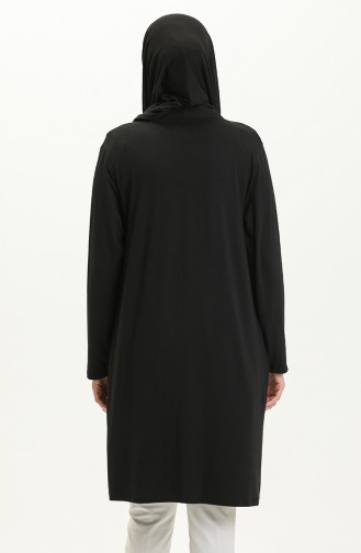 Pocketed Viscose Cardigan 0013-01 Black 0013-01