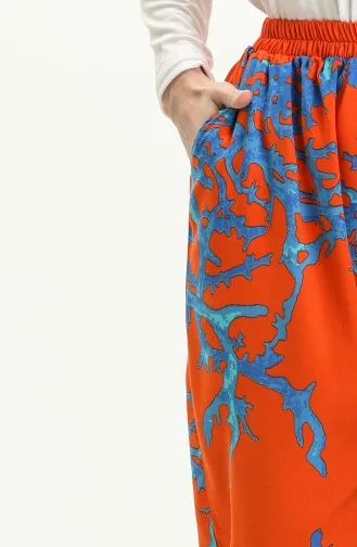 Gemusterte Viskose Shalwar-Hose 1717-02 Orange 1717-02