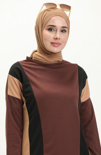 Tunik Pantolon İkili Takım 11302-03 Kahverengi