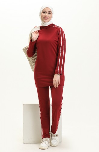 Striped Two Piece Suit 11336-01 Claret Red 11336-01