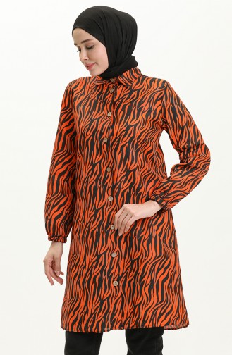 Gemusterte Tunika mit Knöpfen 11127-01 Orange 11127-01
